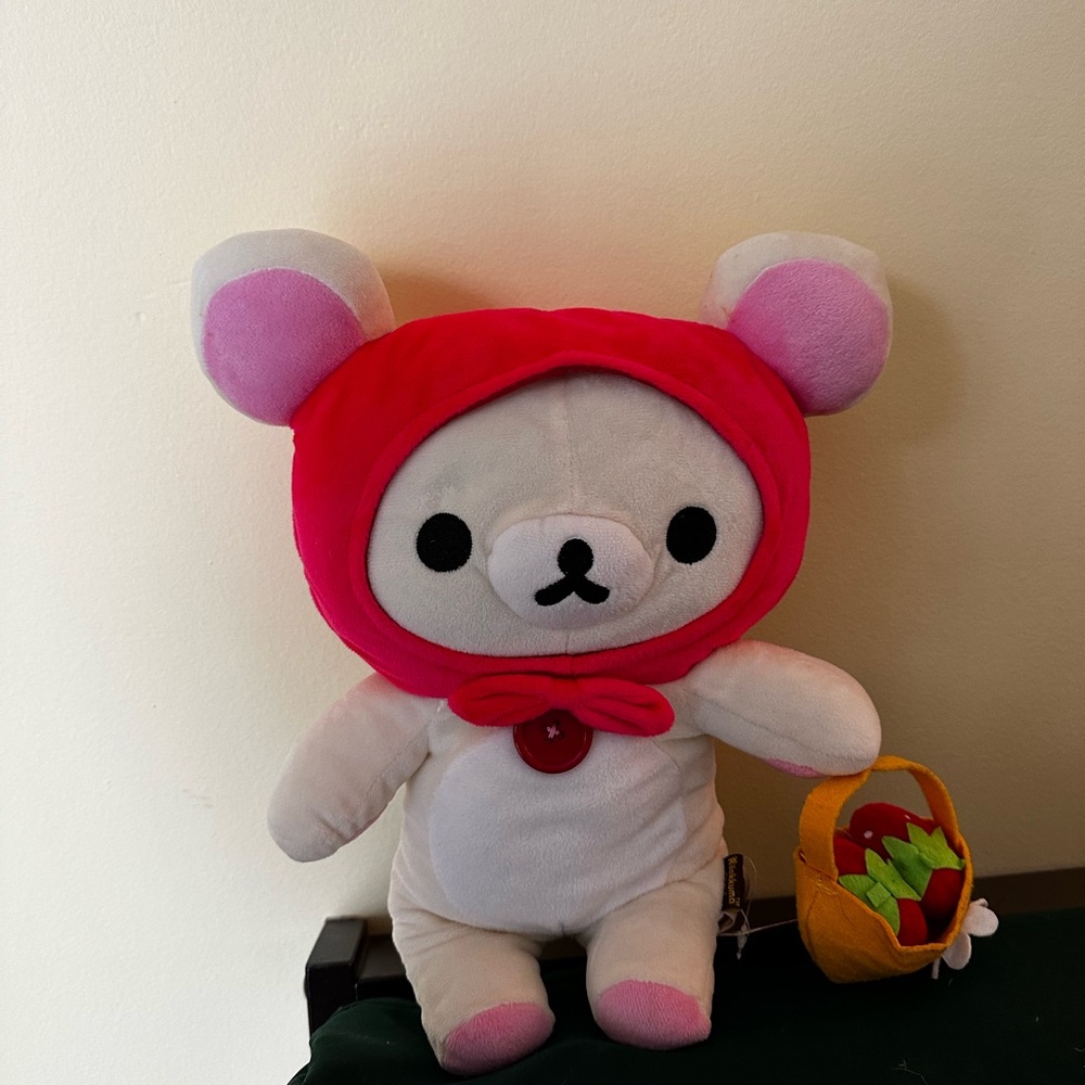 Rilakkuma Plush Premium Korilakkuma Stuffed Bear Animal Strawberry Basket